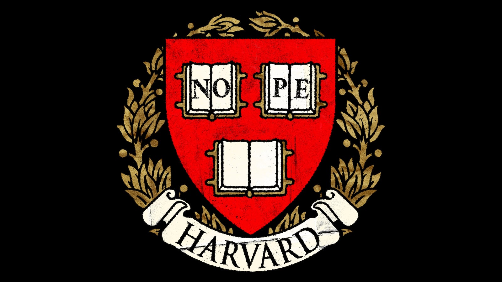 The Harvard crest with "Nope" replacing the Latin motto "veritas"